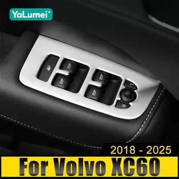 Для Volvo XC60 2018 2019 2020 2021 2022 2023 2024 2025 нержавеющая дверь автомобиля подлокотник панель переключатель стеклоподъемника кнопка крышка отделка чёрный