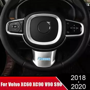 Для Volvo XC60 XC90 V90 S90 2018 2019 2020 ABS Carbon Car Руль Отделка Декоративная Крышка Наклейки Внутренние Аксессуары
