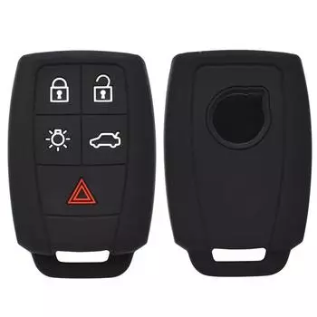Для Volvo XC90 C70 S60 D5 V50 S40 C30 силиконовый чехол для ключей с дистанционным управлением, чехол-брелок, кожный держатель, 5 кнопок чёрный