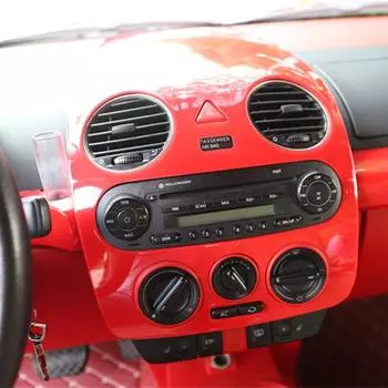 Для VW Beetle 2001 ~ 2011 аксессуары для салона автомобиля, центральная консоль, компакт-диск, панель для выхода воздуха переменного тока, чехол, наклейка, защитное украшение With Emergency Button красный