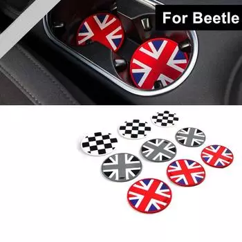 Для VW Beetle аксессуары 2 шт./лот салон автомобиля центральный подлокотник подстаканник силикагель декоративная накладка UK Style 1