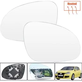 Для VW Golf 5 MK5 Jetta Passat B6 2006-2009 левая и правая дверь, боковое зеркало с подогревом, левая, правая, внешняя линза, прозрачная с пластиной Left серебряный/чистый