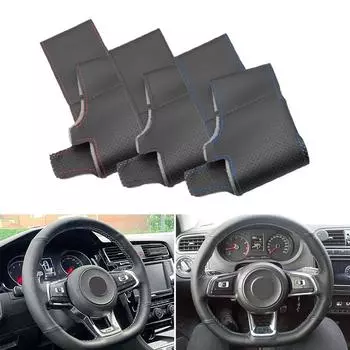 Для VW Golf 7 GTI Golf R MK7 Polo Scirocco 2015 2016 DIY ручная работа чехол на руль из перфорированной кожи автомобильные аксессуары чёрный