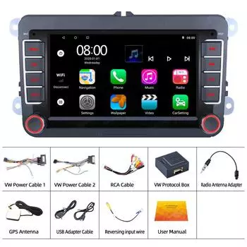 Для VW Golf MK5 MK6 Jetta Passat CC 7 Для Apple Carplay Car Stereo Radio Android GPS Player Car Screen Автомобильная мультимедиа 4-core 2G+32G