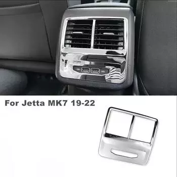 Для VW Jetta MK7 2019 2020 2021 2022 детали из нержавеющей стали, задний подлокотник автомобиля, отделка вентиляционного отверстия переменного тока, украшение панели углеродного волокна черного