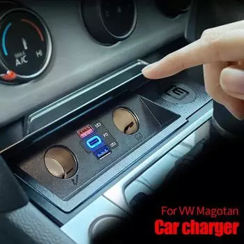 Для VW Passat B6/ B7/ B8/ ARTEON/ CC/ R36 автомобильное зарядное устройство быстрая зарядка прикуриватель разветвитель один на два QC4.0 QC3.0 PD TypeC