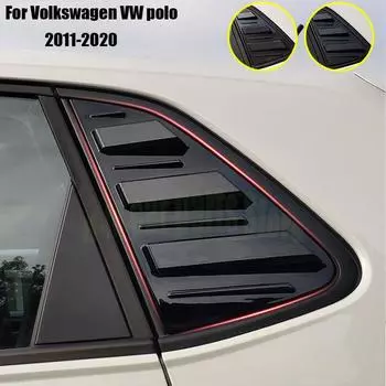 Для VW POLO 2011-треугольные жалюзи на задние окна, наклейки, наружное украшение окна автомобиля, модификация автомобиля 2011-18matte Black