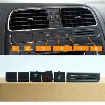Для VW POLO 2014-2017 6C запасная часть, аварийное освещение, обогрев заднего стекла, кнопка переключателя давления в шинах 1