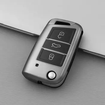 Для VW Polo Skoda Octavia A7 Kodiaq Seat Ateca Leon Golf 7 MK7 VII Tiguan мягкий серый чехол для автомобильного ключа из ТПУ с держателем для брелока серый