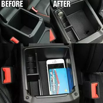 Для VW Tiguan 2018-2024 автомобиль центральная консоль подлокотник ящик органайзер для хранения аксессуары салон автомобиля D2B6 чёрный