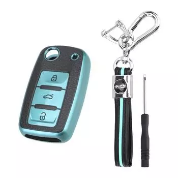 Для VW Volkswagen Bora Lavida plus Sagitar Lamando Jetta Passat Polo Tiguan Gran Lavida Чехол для ключей для автомобильного ключа Чехол для автомобильного ключа 3 кнопки с защитой от царапин green
