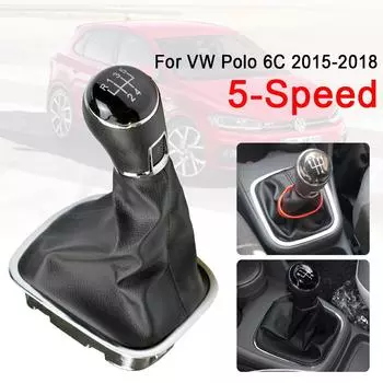 Для VW Volkswagen Polo 6C 2015 2016 2017 2018 новый черный кожаный рычаг переключения передач гетры чехол для багажника автомобильный Стайлинг 5 Speed