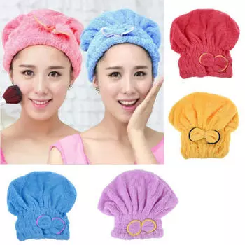 Для ванны из микрофибры, шапка для быстрой сушки волос, тюрбан для волос, банное полотенце с бантом для ванны, утолщенная шапочка для душа