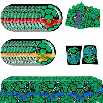 Для вечеринки Черепашек-ниндзя / Тарелки, стаканы, салфетки, скатерть