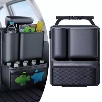 Для внедорожника, грузовика, минивэна, багажника, сумка для хранения, подвесная, большой емкости, органайзер для багажника автомобиля, высококачественная кожа, карман для спинки сиденья, сумка для хранения на заднем сиденье чёрный