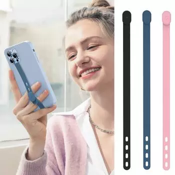 Для всех телефонов, браслет с защитой от потери, браслет, ремешок на запястье, задняя наклейка, силиконовый держатель для телефона, универсальная подставка для телефона чёрный