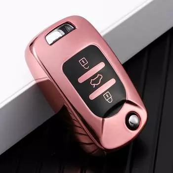 Для Wuling Baojun 310 510 560 630 730 TPU автомобильный чехол для ключей с 3 кнопками чехол-держатель сумка-оболочка брелок протектор для ключей аксессуары розовый