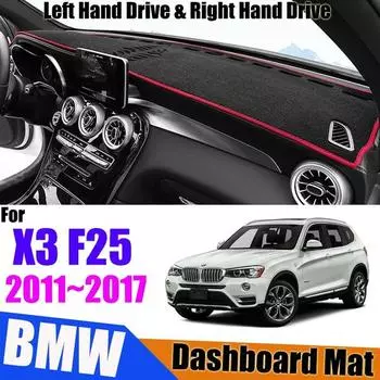 Для X3 F25 2011-2017 противоскользящий коврик для приборной панели, солнцезащитный козырек, накидка, автомобильные аксессуары with hudright hand drive чёрный
