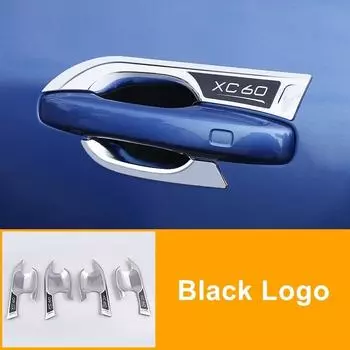Для XC60 2018 4x внешняя хромированная ручка боковой двери автомобиля, наклейка на отделку чаши, украшение чёрный