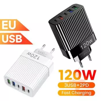 Для Xiaomi 120 Вт супер быстрое зарядное устройство Head Ultra Charger 5port 3 Usb 2 Type C 10A зарядное устройство быстрая высокоскоростная зарядка для Xiaomi Samsung