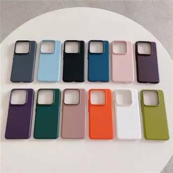 Для Xiaomi 13 14 Pro Прочная металлическая рамка с большим отверстием для объектива, ощущение кожи, защитный чехол для ПК, задняя крышка в виде ракушки For Xiaomi 13 чёрный