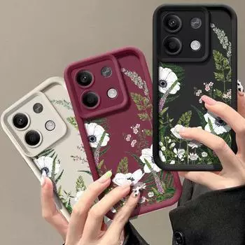 Для Xiaomi 13t 11t Poco F6 X6 X5 Pro Redmi Note 13 12 11 Pro противоударный силиконовый мягкий защитный чехол с цветком для линз Redmi Note 13 4G чёрный