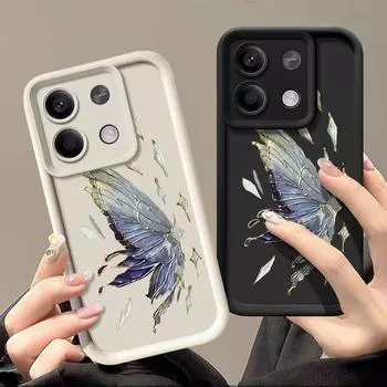Для Xiaomi 13t 11t Poco F6 X6 X5 Pro Redmi Note 13 12 11 Pro противоударный силиконовый мягкий защитный чехол-бабочка для объектива Redmi Note 13 4G чёрный