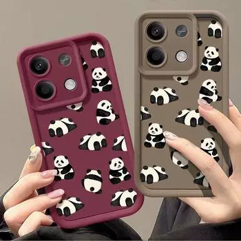 Для Xiaomi 13t 11t Poco F6 X6 X5 Pro Redmi Note 13 12 11 Pro противоударный силиконовый чехол с рисунком панды, мягкий защитный чехол для линз Redmi Note 13 4G чёрный