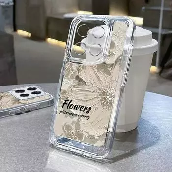 Для Xiaomi 13t 11t Poco F6 X6 X5 Pro Redmi Note 13 12 11 10 Pro противоударный рельефный цветочный узор мягкий силиконовый защитный тонкий чехол для объектива Redmi Note 13 4G бежевый