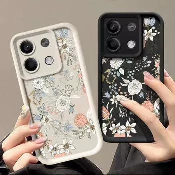 Для Xiaomi 13t 11t Poco F6 X6 X5 Pro Redmi Note 13 12 11 Pro противоударный силиконовый мягкий защитный чехол с цветком для линз Redmi Note 13 4G чёрный