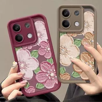 Для Xiaomi 13t 11t Poco X6 Pro Redmi Note 13 12 11 Pro картина маслом рельефные цветы красочный мягкий силиконовый защитный чехол для объектива Redmi Note 13 4G чёрный