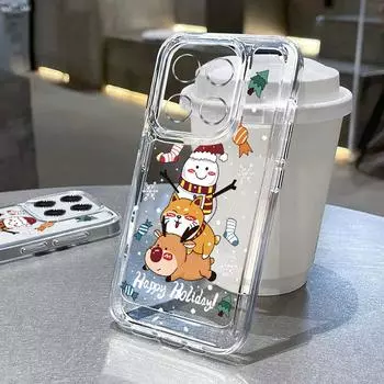 Для Xiaomi 13t 11t Poco X6 X5 Pro Redmi Note 13 12 11 Pro противоударный прозрачный мягкий защитный чехол с рождественским рисунком Redmi K70E