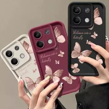 Для Xiaomi 13t 11t Pro Poco X6 X5 F6 M6 Redmi Note 12 11 10 13 Pro 5g противоударный силиконовый мягкий чехол-бабочка для защиты линз Redmi Note 13 4G чёрный