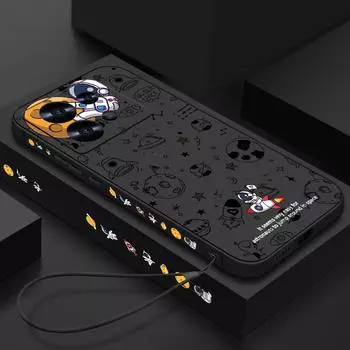 Для Xiaomi 14T 13t 12t 11t 10t Poco F3 X6 X5 Pro Redmi Note 13 12 11 10 9 Pro противоударный TPU мягкий лунный астронавт принт тонкий ремешок чехол чехол Redmi Note 13 4G фиолетовый