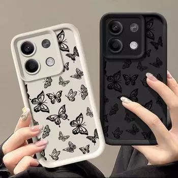 Для Xiaomi 13t 12t 11t Poco X6 F6 Pro Redmi Note 13 12 11 Pro противоударный силиконовый мягкий защитный чехол для объектива с рисунком бабочки Redmi Note 13 4G чёрный