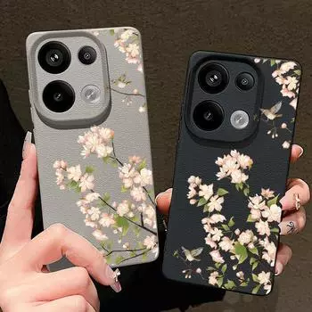 Для Xiaomi 13t Poco X6 M6 Pro Redmi Note 14 13 12 11 10 Pro противоударный силиконовый мягкий кожаный узор с текстурой однотонного цвета Redmi Note 14 Pro чёрный