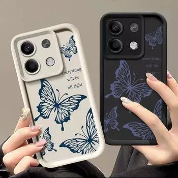 Для Xiaomi 13t Pro Poco X6 X5 Redmi Note 13 12 11 Pro красочная бабочка силиконовый мягкий защитный чехол для линз Xiaomi 13T / 13T Pro бежевый