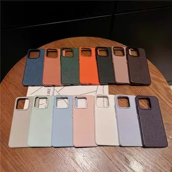 Для Xiaomi 14 13 Pro сверхпрочный металлический большой объектив с оправой из личи и зернистостью ПК чехол с защитой от отпечатков пальцев задняя крышка Shell For Xiaomi 13 оранжевый