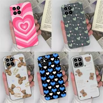 Для Xiaomi 14 Pro 5G Poco F5 X6 Pro C50 C51 чехол для телефона Pretty Heart Bear Высококачественный прозрачный силиконовый мягкий защитный чехол из ТПУ, бампер для Xiaomi Xiaomi Poco F5