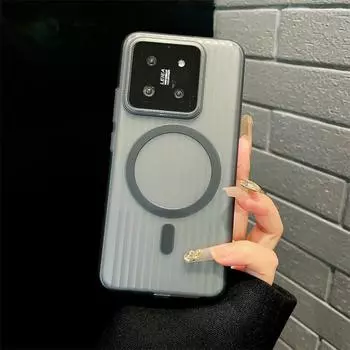 Для Xiaomi 14 Ultra 14 Pro простой модный ультратонкий прозрачный гофрированный текстурный противоскользящий с магнитной функцией ударопрочный чехол для телефона Xiaomi 14 Ultra