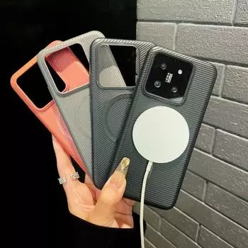 Для Xiaomi 14 Ultra 14 Pro простой модный ультратонкий прозрачный наклонный текстурный противоскользящий с магнитной функцией ударопрочный чехол для телефона Xiaomi 14 Pro