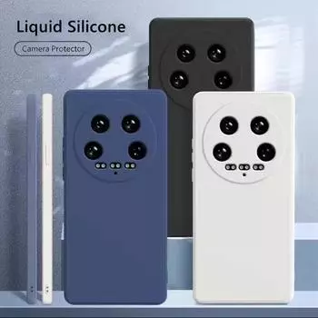 Для Xiaomi 14 Ultra жидкий силиконовый чехол Xiaomi 14 Ultra Cover Funda Coque мягкий защитный чехол для камеры задний бампер для Xiaomi 14 Ultra For Xiaomi 14 Ultra чёрный