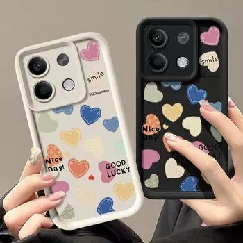 Для Xiaomi 14t 13t Poco X6 F6 X5 Pro Redmi Note 14 13 12 11 10 Pro Relief Love Hearts Pattern противоударный силиконовый мягкий защитный чехол для линз от падения Xiaomi 14T чёрный