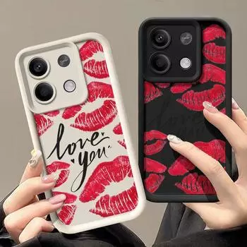 Для Xiaomi 14t 13t Poco X6 F6 X5 Pro Redmi Note 14 13 12 11 10 Pro Kiss Lips Pattern противоударный силиконовый мягкий защитный чехол для линз от падения Redmi Note 14 Pro 5G чёрный