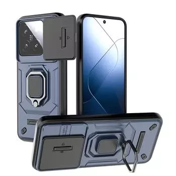 Для Xiaomi 14T 14 13T Pro Ultra Battle Bear Slide Push Window TPU + PC противоударный металлический чехол с магнитной адсорбцией для автомобиля с подставкой For Xiaomi 13T чёрный