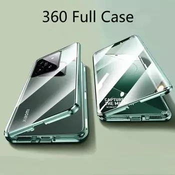 Для Xiaomi 14T Pro 14 T Магнитный Адсорбционный Двусторонний Закаленный Стеклянный Чехол Для Телефона Для Xiaomi 13T Pro Mi14TPro Металлическая Рамка For Xiaomi 14T Pro чёрный