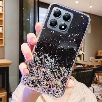 Для Xiaomi 14T Pro 14 T Shiny Bling Glitter Star Мягкий силиконовый прозрачный чехол для телефона Xiaomi Mi14T 14Tpro Gradient противоударный чехол Xiaomi 14T чёрный