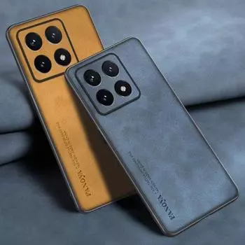 Для Xiaomi 14T Pro Чехол Роскошный PU Кожаный Чехол Для Телефона Для Xiaomi Mi 14T Pro Mi14T 5G Задняя Крышка Матовый Силикон Полная Защита For Xiaomi 14T серый