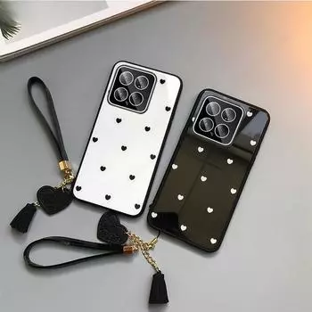 Для Xiaomi 14T Pro Mi14 T Love Heart закаленное стекло жесткий чехол для Xiaomi 14TPro 13 T 14pro 13 lite кисточка шнурок ударопрочный мягкий край задний чехол For Xiaomi 14T