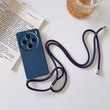 Для Xiaomi 15 ультра мягкий ремешок через плечо ожерелье цепочка ТПУ чехол для Xiaomi Mi 15ultra 14T 15 Pro POCO M7 X7pro силиконовый чехол for xiaomi 15 ultra темно-синий